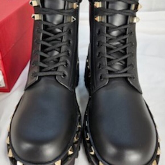Valentino Garavani Women's Rockstud Lug Sole Combat Boots - Picture 3 of 9